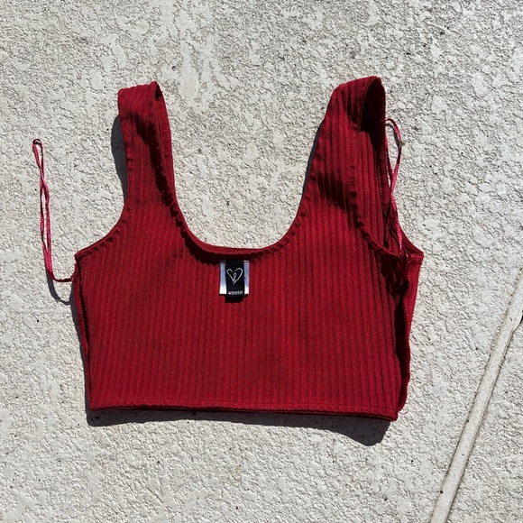Windsor Burgundy Ribbed Crop Top - Picture 5 of 6